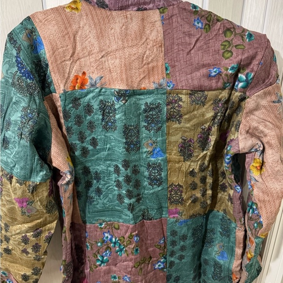 New Sacred Threads patchwork floral jacket coat as S/M - Picture 2 of 5